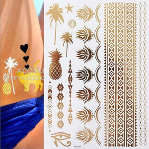 Body Tattoo Art Painting Stickers Glitter Gold Silver Temporary Waterproof Nontoxic Long Lasting Tattoos