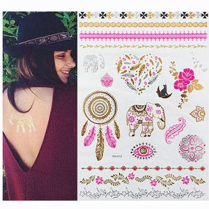 Body Tattoo Art Painting Stickers Glitter Gold Silver Temporary Waterproof Nontoxic Long Lasting Tattoos