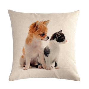 Pet Dog Elegant Design Linen Cotton Throw Pillow Covers Dog Pattern Cotton Throw Pillow Covers Car Sofa Cushion Cover Pillowcases Couch Cushion Cover Home Sofa Bed Decorative Pillows