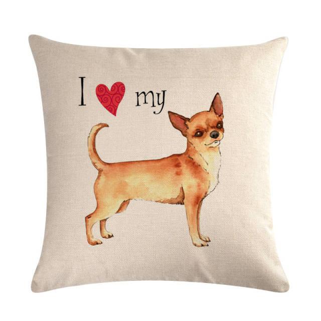 Pet Dog Elegant Design Linen Cotton Throw Pillow Covers Dog Pattern Cotton Throw Pillow Covers Car Sofa Cushion Cover Pillowcases Couch Cushion Cover Home Sofa Bed Decorative Pillows