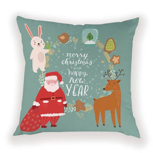 New Year Christmas Decorations Pillows Cover Christmas Décor for Home Christmas Tree Snowflake Snowman Reindeer Home Decor Throw Pillow Case Cushion Cover Santa Merry Christmas Gift Xmas 45x45cm