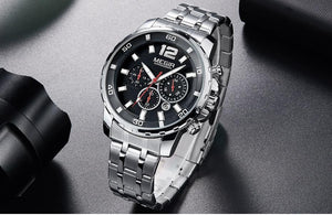 Luxury Men's Gold Business Watches Quartz Analogue Wristwatch Stainless Steel Waterproof Luminous Watch