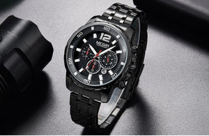 Luxury Men's Gold Business Watches Quartz Analogue Wristwatch Stainless Steel Waterproof Luminous Watch