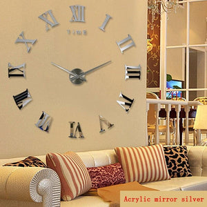 Wall Clock Promotion New Home Decor Large Roman Mirror 3D Wall Clock Mirror Surface Decorative Clock Large Wall Sticker Clock for Living Room Bedroom Office Home Decorations Fashion  Modern Quartz Clocks Living Room  Sticker Watch