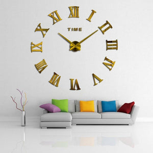 Wall Clock Promotion New Home Decor Large Roman Mirror 3D Wall Clock Mirror Surface Decorative Clock Large Wall Sticker Clock for Living Room Bedroom Office Home Decorations Fashion  Modern Quartz Clocks Living Room  Sticker Watch