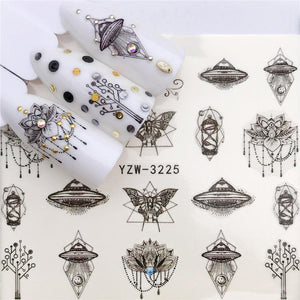 Flower Animal Designs Water Transfer Sticker Nail Art Decals Fashion Wraps Tips Manicure Tools Nail Watermark Decals iridescent Decoration Nail Self-Adhesive Decals Nail Stickers Water Transfer Fresh Nail Decals for Nail Art