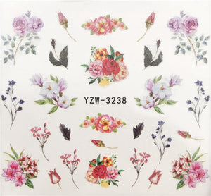 Flower Animal Designs Water Transfer Sticker Nail Art Decals Fashion Wraps Tips Manicure Tools Nail Watermark Decals iridescent Decoration Nail Self-Adhesive Decals Nail Stickers Water Transfer Fresh Nail Decals for Nail Art