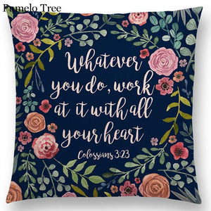 Newest Floral Quotes Decorative Pillow Covers Fresh Flowers Garland Inspirational Words Decorative Cotton Linen Throw Pillow Cushion Covers And Gifts For Women Daughter Mum Best Friend Birthday Home Decorations