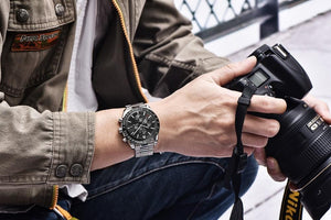 New Men Silver Blue Watch Business Analog Chronogragh Full Steel Luxury Casual Male Waterproof Sports Design Watches