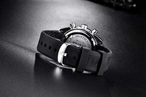 New Men Silver Blue Watch Business Analog Chronogragh Full Steel Luxury Casual Male Waterproof Sports Design Watches