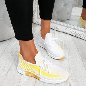 Elegant Sport Women's Vulcanized Female Lace Up Mesh Sneakers Round Toe Casual Walking Shoes Mesh Flat Anti-slip Women Breathable Mesh Fashion Sneakers