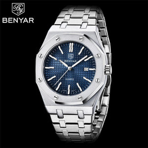 Fashion Stainless Steel Mens Quartz Analog Watch Luminous Waterproof Mens Sports Minimalist Wrist Watch