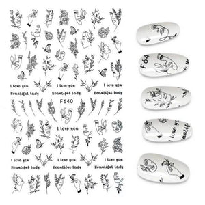 The New 3D Nail Sticker Cool English Letter stickers for nail  Foil Love Heart Design Nails Accessories Fashion Manicure Sticker Stickers Girls Manicure Decoration Nail Art Supplies 3D Self-Adhesive Nail Decals Designer Nail Stickers for Acrylic Nails