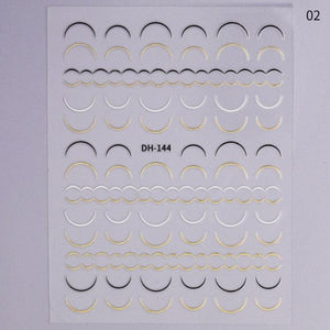 Gold Silver 3D Nail Sticker Curve Stripe Lines Nails Stickers Gradient Adhesive Striping Tape Nail Art Stickers Decal Decoration Metallic Curve Strip Line Nail Decal Self-Adhesive 3D Wave Design Decoration for Women Girls