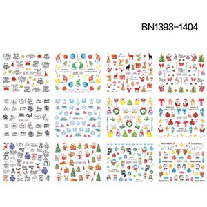 New Geometric Letter Nail Sticker Water Slider Winter Decal Christmas New Year Gift Nail Slider Temporary Tattoos Women Nail Art Stickers Water Transfer Decals Design Nail Art Supplies Manicure Acrylic Nail Foil Stencils Decorations