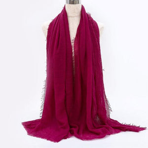 Light Soft Fashion Solid Scarf Crinkle Cotton Linen Wrap Shawl Hijab Muslim Woman Shawls Turban Islamic Clothing Head Wrap For Women
