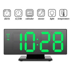 Digital Alarm Clock LED Digital Display Dual Alarm with USB Charger Port 0-100 Dimmer for Seniors Simple Bedside Big Number Alarm Clocks for Bedrooms LED Mirror Electronic Alarm Clocks Large LCD Display Digital Table Clock with Calendar Temperature