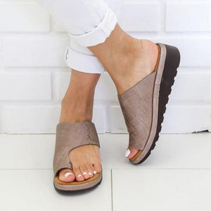 Women Leather Shoes Comfy Platform Flat Sole Casual Soft Big Toe Foot Sandal Flat Sole Casual Soft Toe Ring Unique Sandal Modern Summer Beach Shoes