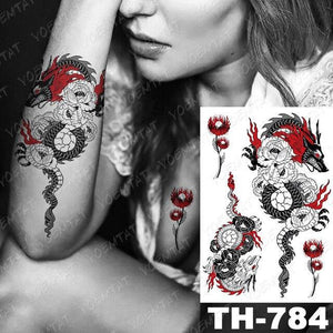 Luxury Big Waterproof Temporary Sticker Tattoo Large Flowers And Animals Body Tattos For Womens