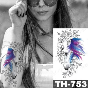 Luxury Big Waterproof Temporary Sticker Tattoo Large Flowers And Animals Body Tattos For Womens