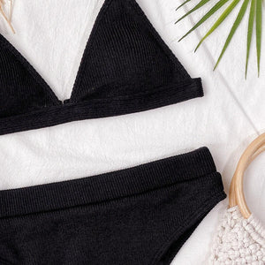 Bikini Swimwear Swimsuit Women Solid Bathing Suit Bikini Set With Pad Female High Waist Beachwear Women Bikini Swimsuits 2 Piece Deep V Neck Swimwear Adjustable Strap Back Bathing Suits