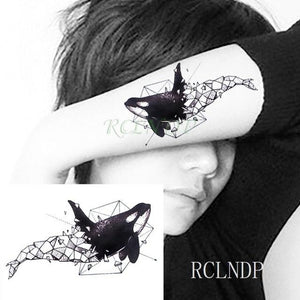 Elegant Black Waterproof Temporary Tattoo Stickers Moon Hill Modern Body Art Stickers Hand Foot High Quality For Womens