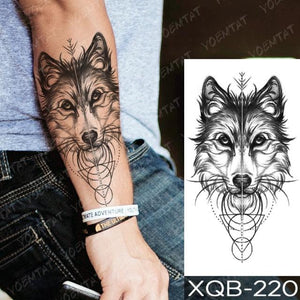Elegant Black Waterproof Temporary Tattoo Sticker Lion Tiger Bear Flash Tattoos Leopard Wolf Colorful Big Tattoo Stickers For Mens Womens