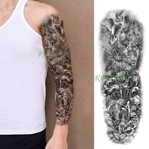 Extra Large Full Arm Leg Body Hand Waterproof Fake Tattoo Stickers Temporary Realistic Black Modern Mens Tattoo