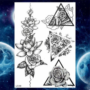 Luxury Colorful Flower Lavender Waterproof Temporary Tattoos Animals Arm Chest Tattoo Stickers Elegant Summer Style For Womens Mens