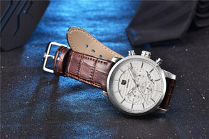Luxury Men's Business Watches Fashion Watch Waterproof For Men's Casual Sport Leather Strap
