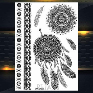 53 Sheets Black Lace Temporary Tattoos Sticker Butterfly Flower Fake Tatoo Sticker Sexy  Black Henna Temporary Tattoos For Women