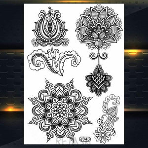 53 Sheets Black Lace Temporary Tattoos Sticker Butterfly Flower Fake Tatoo Sticker Sexy  Black Henna Temporary Tattoos For Women