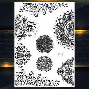 53 Sheets Black Lace Temporary Tattoos Sticker Butterfly Flower Fake Tatoo Sticker Sexy  Black Henna Temporary Tattoos For Women