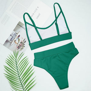 Swimwear Women Ribbed Bathing Suit Female Push Up Bikini Set Women's Bathing Suit Lace up Bikini Ribbed Two Piece Swimsuit Beachwear High Waist Bikini Women's Swimsuit