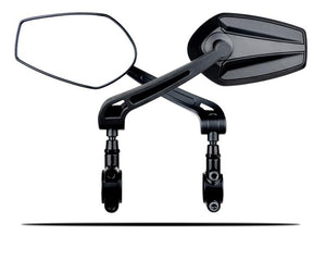 Smart Bicycle Stylish Handlebar Design Reflector Rear View Mirror Mountain Bike Electrical Bike Scooter HD Wide-Range Adjustable Angles Mirror Wide Range Back Reflector Vision Adjustable Left Right Mirrors For Road Electric Bike