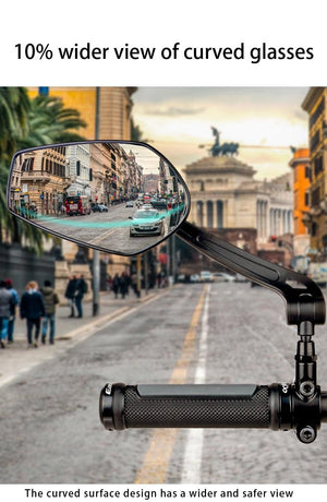 Smart Bicycle Stylish Handlebar Design Reflector Rear View Mirror Mountain Bike Electrical Bike Scooter HD Wide-Range Adjustable Angles Mirror Wide Range Back Reflector Vision Adjustable Left Right Mirrors For Road Electric Bike