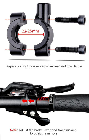 Smart Bicycle Stylish Handlebar Design Reflector Rear View Mirror Mountain Bike Electrical Bike Scooter HD Wide-Range Adjustable Angles Mirror Wide Range Back Reflector Vision Adjustable Left Right Mirrors For Road Electric Bike