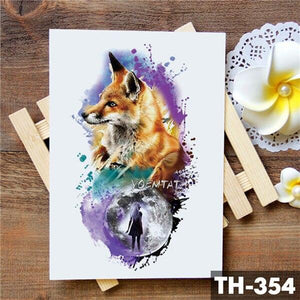 Realistic 3D Wolf Moon Temporary Tattoo Sticker Waterproof Stylish Body New Luxury Animal Tattoo For Men Women