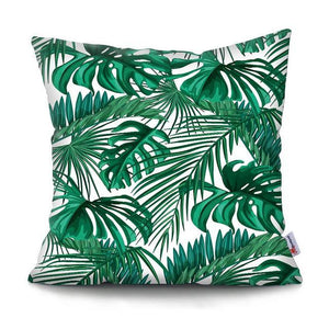 Tropical Plants Palm Leaf Pillow Cover Green Leaves Cushion Covers Flower Decorative Pillow Sofa Decorative Throw Pillow Covers Tropical Green Leaves Floor Pillow Cover for Couch Cushion Cover Plant Monstera Leaf 45x45cm