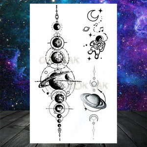 Realistic Small Planets Temporary Tattoos Arm Waterpoof Black Sticker Space Planets For Girls And Boys