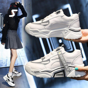 Fashion Spring Reflective Women Sneakers Lace Up Chunky Sneakers Mixed Color Women's Lightweight Casual Everyday Walking Fashion Chunky Sneakers