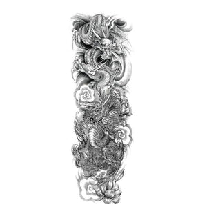 Big Realistic Tiger Tattoo Waterproof Temporary Dragon Flower Sticker Full Arm Large Size Sleeve Big Luxury Design For Mens