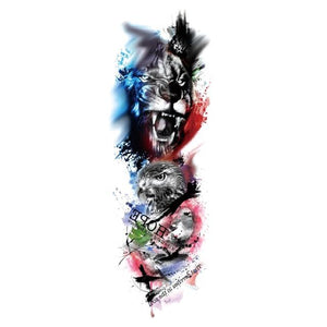 Big Realistic Tiger Tattoo Waterproof Temporary Dragon Flower Sticker Full Arm Large Size Sleeve Big Luxury Design For Mens