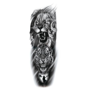Big Realistic Tiger Tattoo Waterproof Temporary Dragon Flower Sticker Full Arm Large Size Sleeve Big Luxury Design For Mens