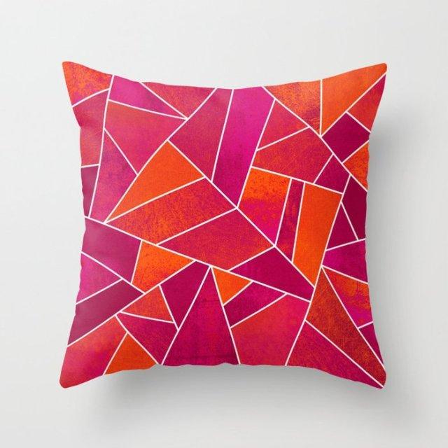 New Creative Red Cushion Case Hot Modern Home Outdoor Decorative Geometry Square Pillow Case Decorative Pillows Case Sofa Couch Seat Polyester Pillows Covers 45x45CM