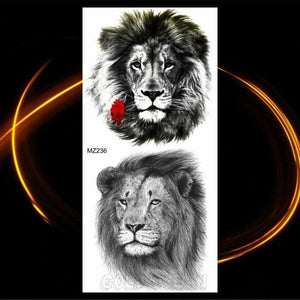 Luxury Tiger Temporary Tattoos Fox Wolf Fake Tattoo Sticker Realistic Black Animal Temporary Tattoo Stickers For Mens