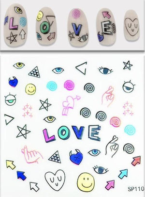 Plant Laser Abstract Lady Face Nail Decals Sliders Paper Art Decor Gel Polish Sticker Manicure Foils 3D Rhinestone Sticker Fun Nail Art Stickers Decal 3D Self-Adhesive Abstract Face Curve Graffiti Nail Design for Acrylic Nail Supplies