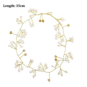 Crystal Pearl Bridal Tiaras Hairbands Hairpins Bridesmaid Diamante Hair Vine Accessories Wedding Jewelry 35cm Headwear Gorgeous Hair Accessories For Women