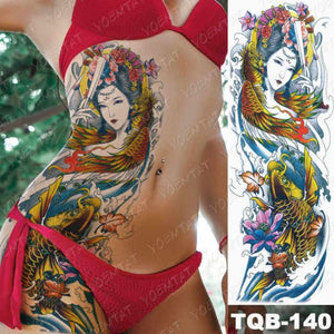 Womens Large Waterproof Temporary Sticker Tattoo Tiger Fox Luxury Design From Wonderland