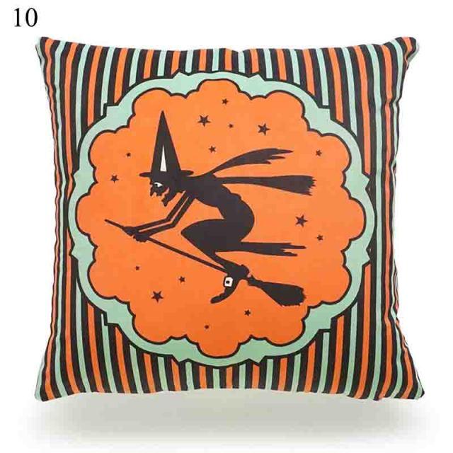 Halloween Cushion Cover Soft Linen Pillow Case Sofa Decoration Pumpkin Printed Pillow Case Orange And Black Pillow Cover For Living Room Car Pillowcase Home Supplies